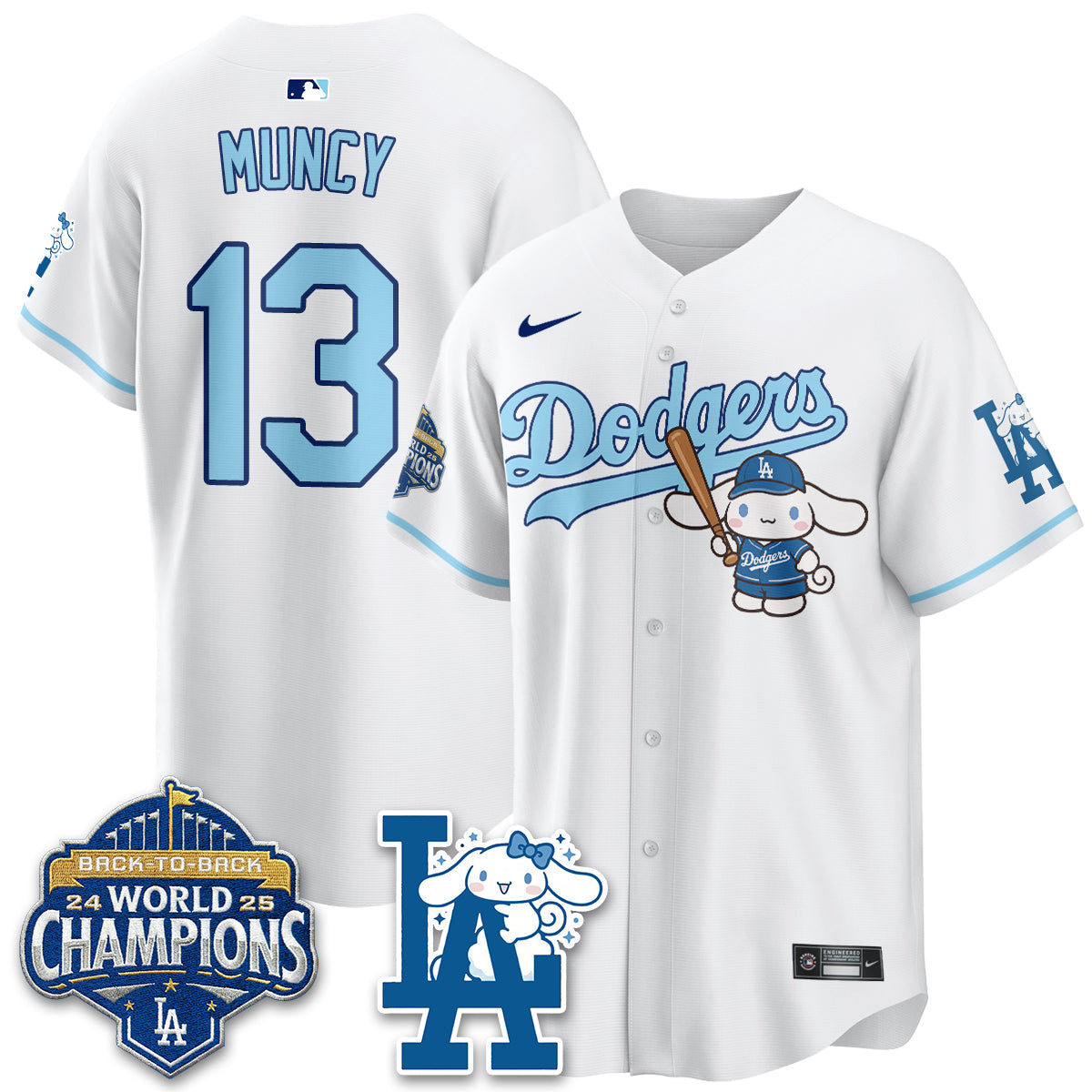 Los Angeles Dodgers Cinnamoroll Edition Vapor Jersey - Stitched-Cuztomshoes