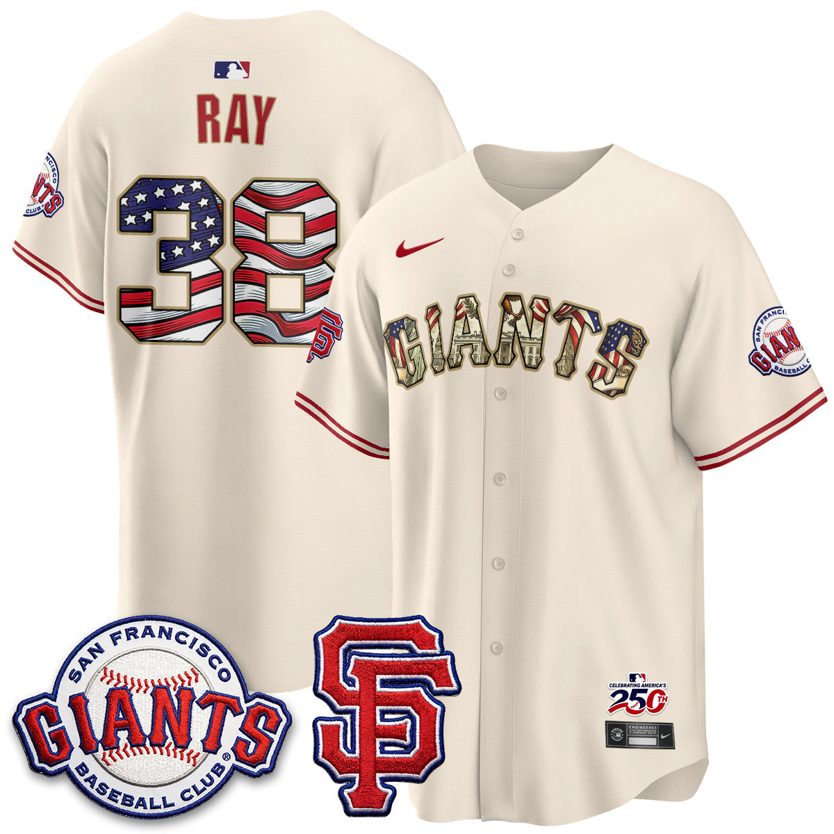 San Francisco Giants2026 Independence Day USA Jersey - Stitched