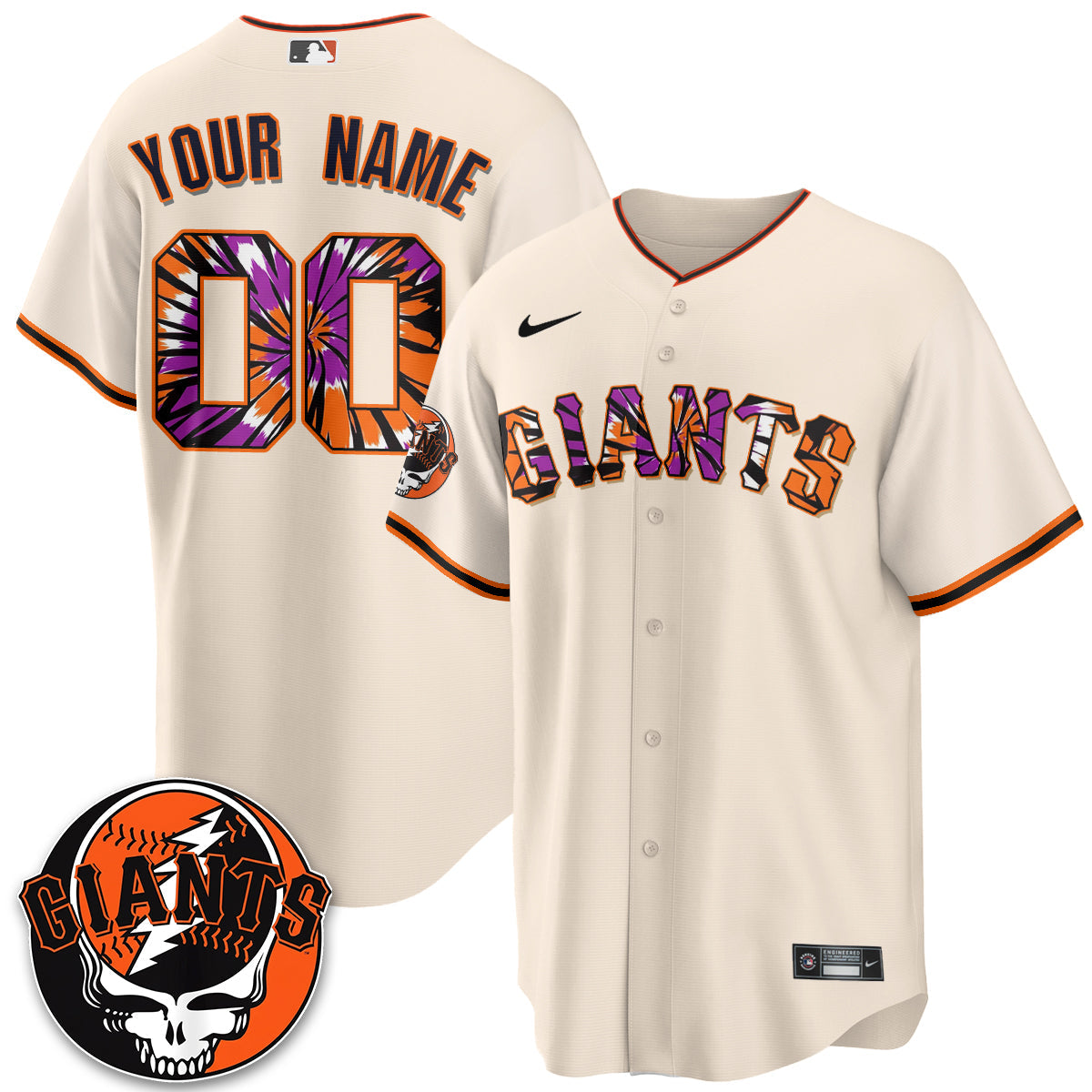 San Francisco Giants x Grateful Dead Vapor Custom Jersey V2 - Stitched