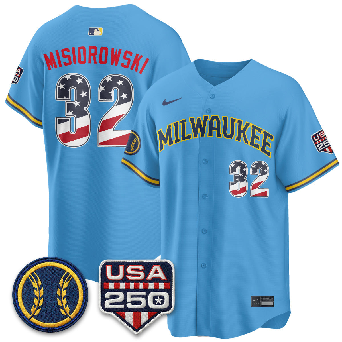 Milwaukee Brewers Fourth of July Vapor Limited Jersey - Stitched-Cuztomshoes