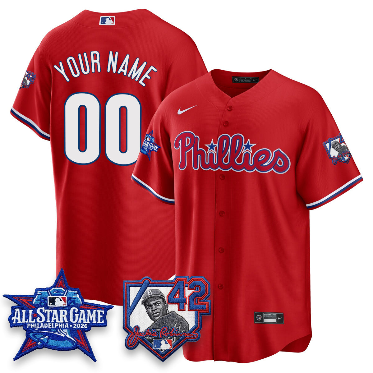 Philadelphia Phillies 2026 Jackie Robinson New Era - All Star Game Vapor Limited Custom Jersey - Stitched