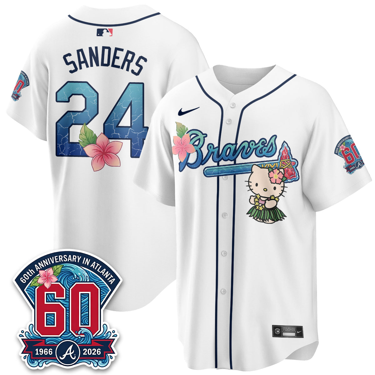 Atlanta Braves x Meow Aloha Spirit Vapor Jersey - Stitched-Cuztomshoes