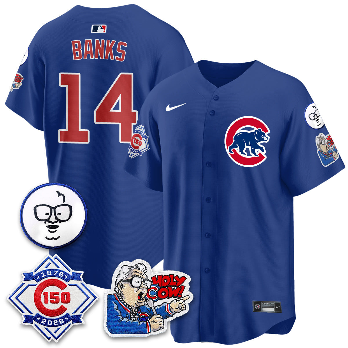Chicago Cubs 150th Anniversary Harry Caray Holy Cow Vapor Premier Limited Jersey - Stitched V2-Cuztomshoes
