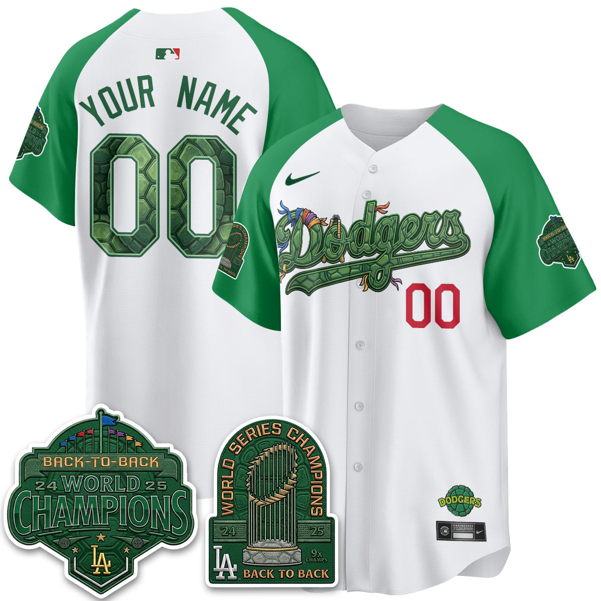 Los Angeles Dodgers x TMNT 2026 Vapor Custom Jersey - Stitched-Cuztomshoes