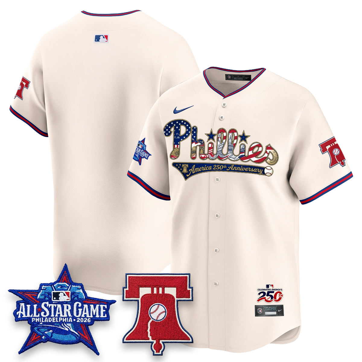 Philadelphia Phillies 2026 Independence Day USA Vapor Limited Jersey - Stitched-Cuztomshoes