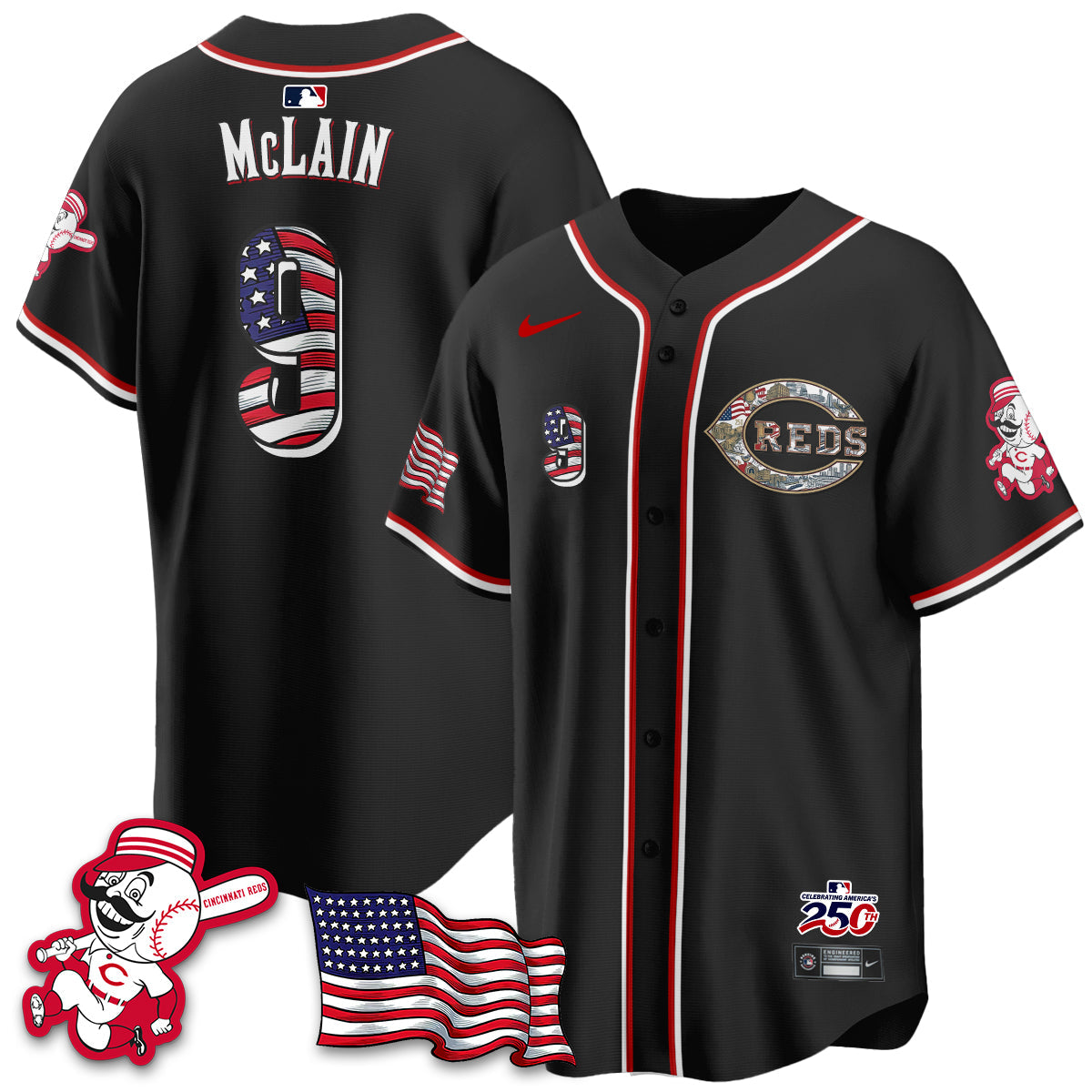 Cincinnati Reds 2026 Independence Day USA Vapor Limited Jersey - Stitched