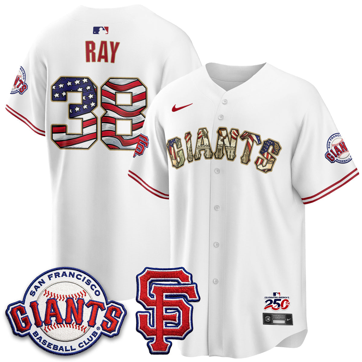 San Francisco Giants2026 Independence Day USA Jersey - Stitched