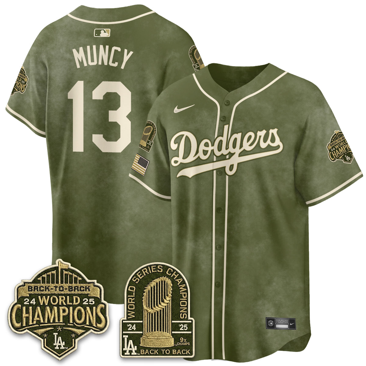 Los Angeles Dodgers New Era Olive 2026 Armed Forces Day Jersey -Stitched