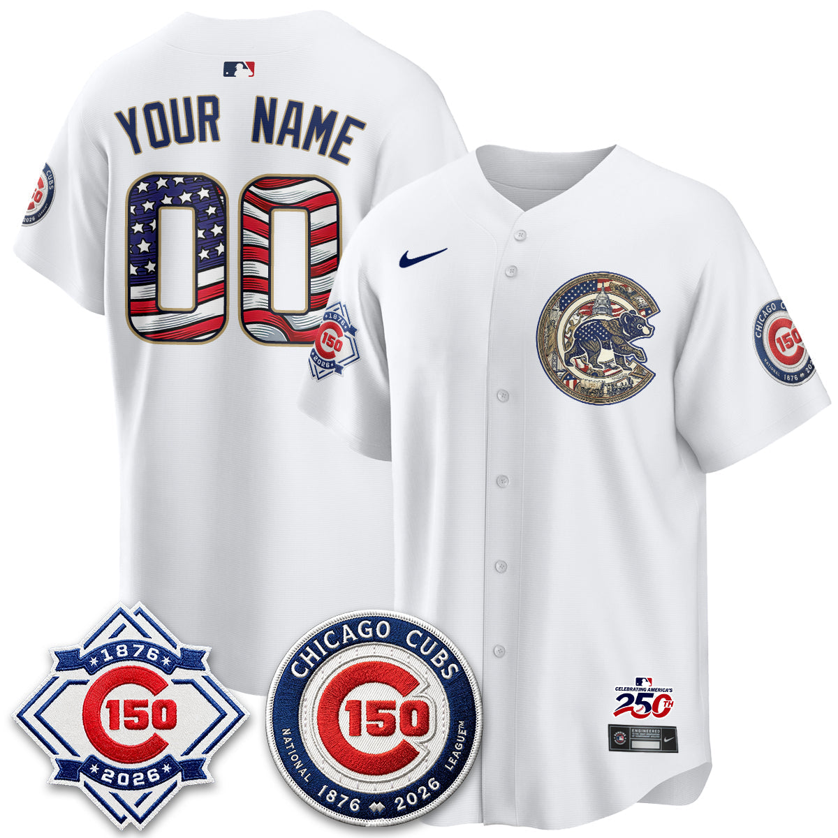 Chicago Cubs 2026 Independence Day USA Vapor Limited Custom Jersey - Stitched