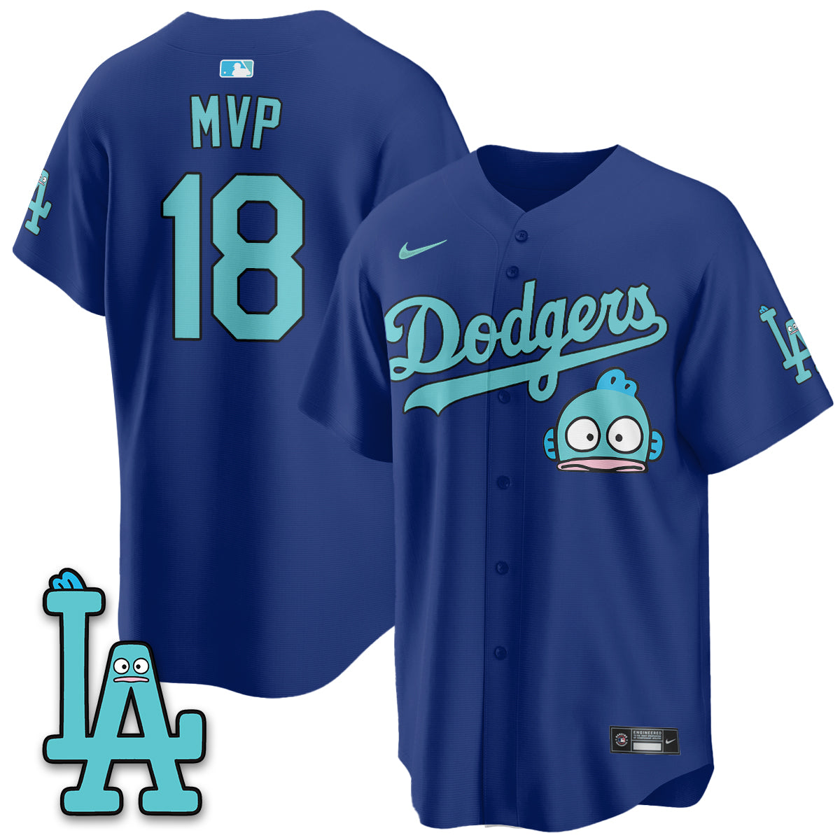 Los Angeles Dodgers x Hangyodon Edition Vapor Jersey- Stitched-Cuztomshoes