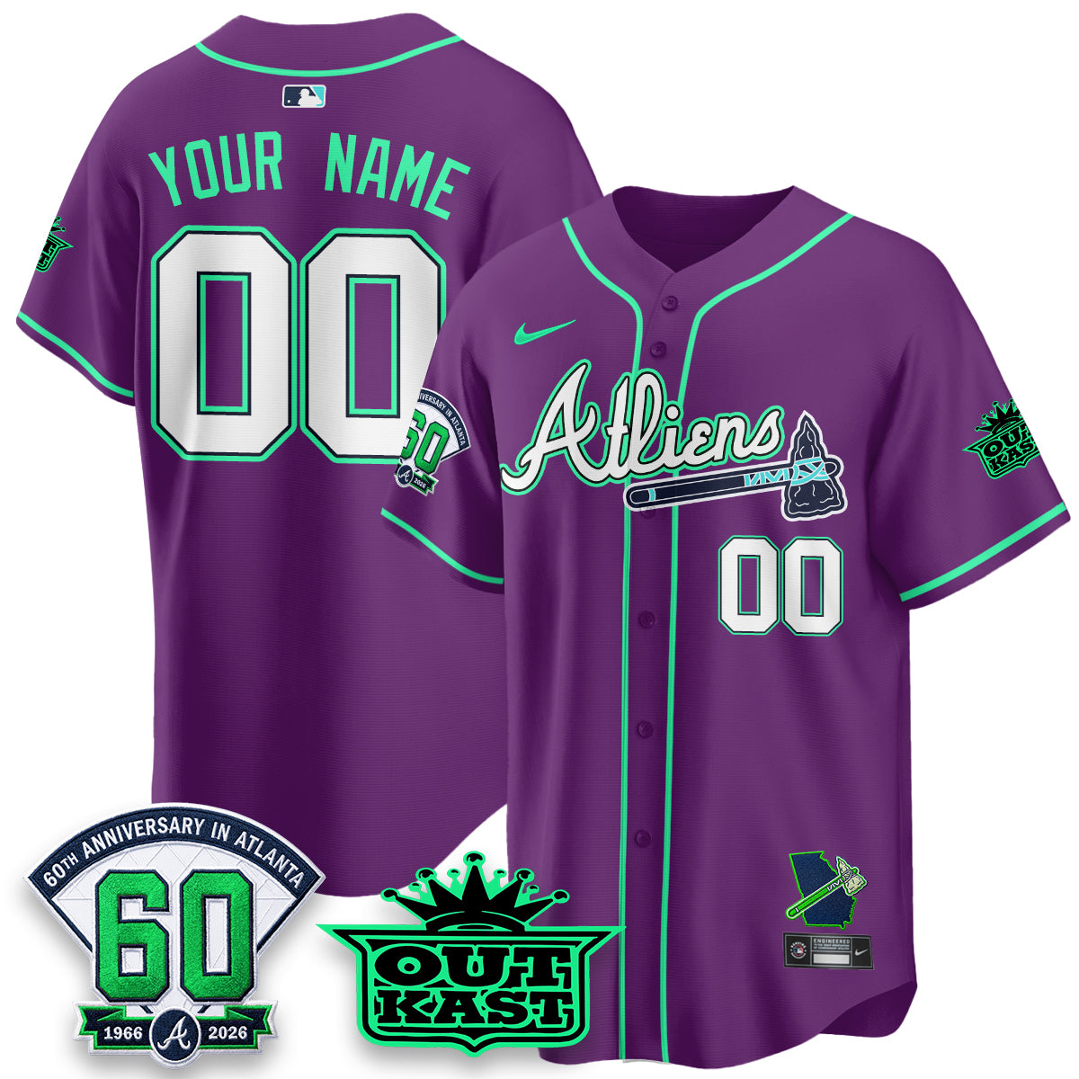 Atlanta Braves x Atliens Cool Base Galaxy Version Custom Jersey - Stitched
