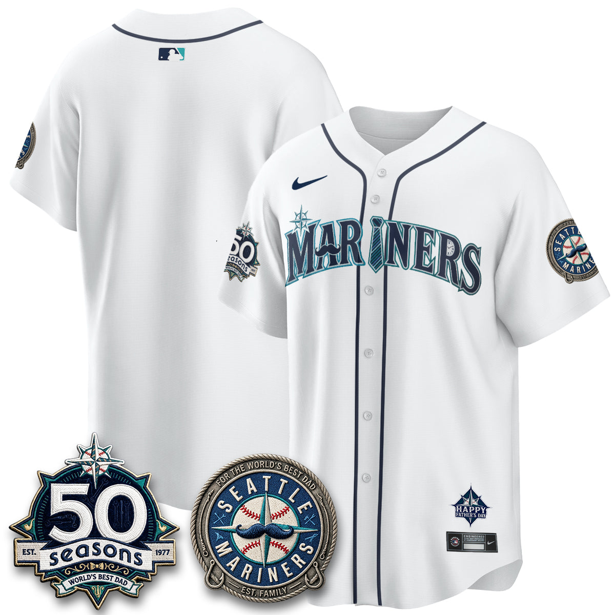 Seattle Mariners Happy Father's Day Vapor Jersey - Stitched