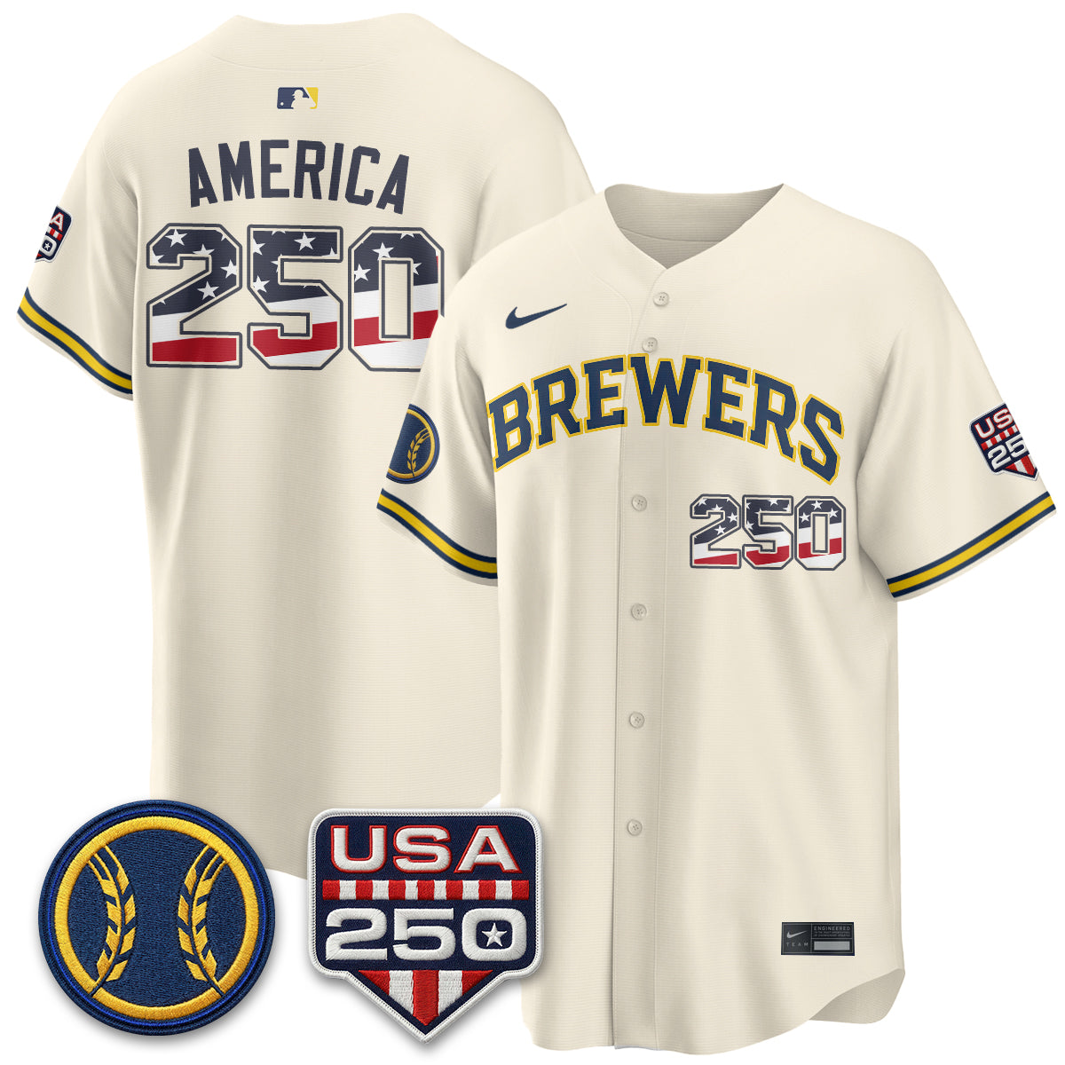 Milwaukee Brewers Fourth of July Vapor Limited Jersey - Stitched-Cuztomshoes