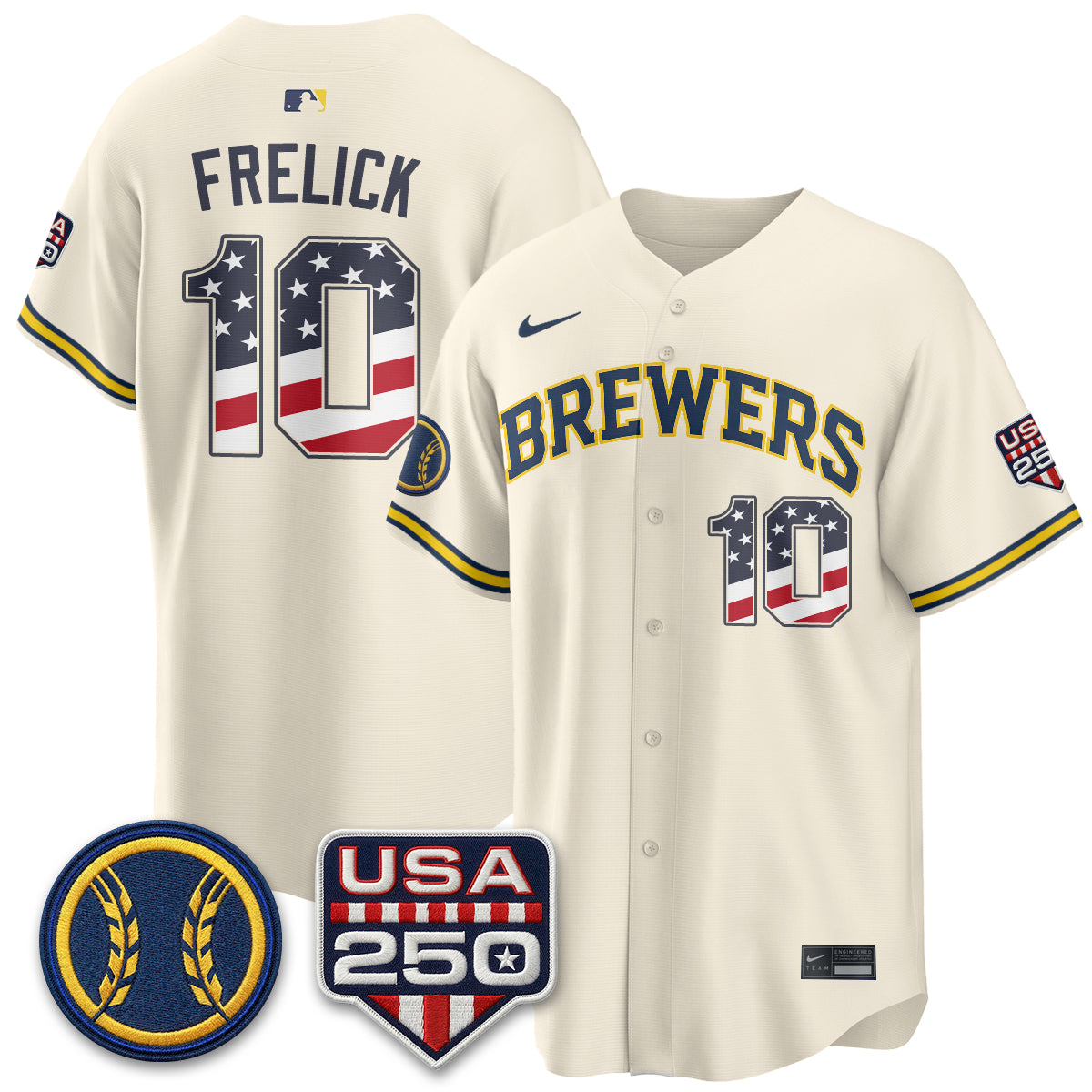Milwaukee Brewers Fourth of July Vapor Limited Jersey - Stitched-Cuztomshoes