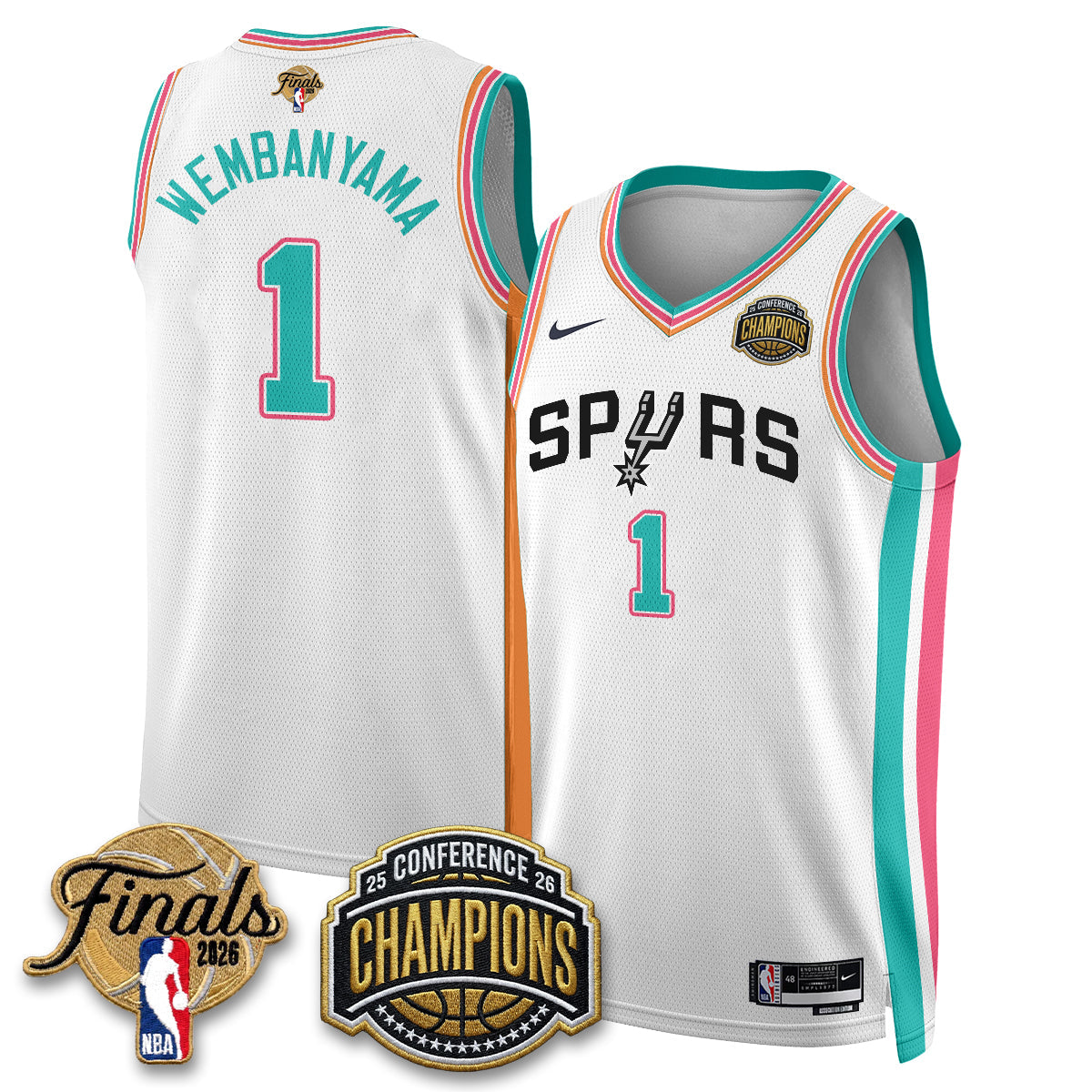 San Antonio Spurs 2026 Basketball  Western Conference Champions Vapor City Edition Jersey - Stitched