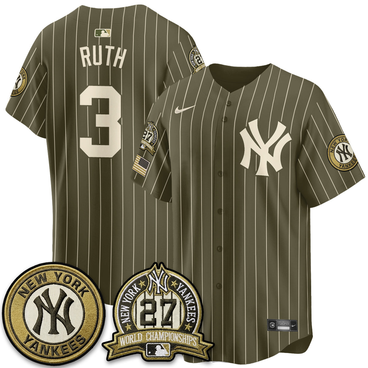 New York Yankees New Era Olive 2026 Armed Forces Day Jersey -Stitched