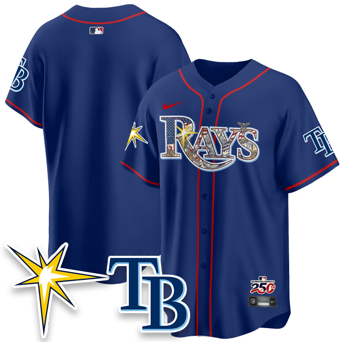 Tampa Bay Rays 2026 Independence Day USA Vapor Limited Jersey - Stitched