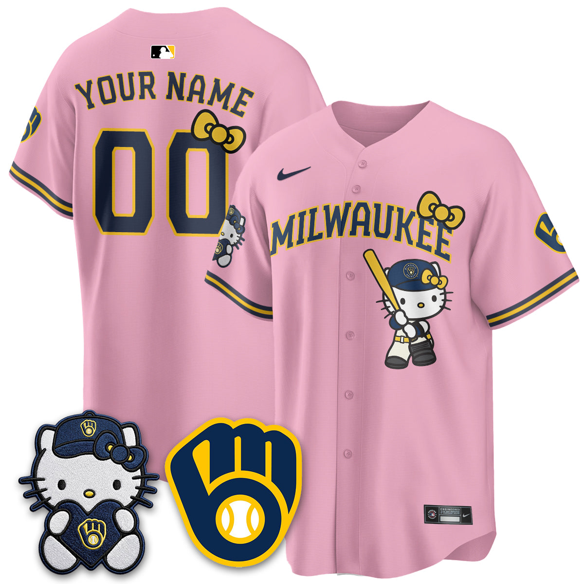 Milwaukee Brewers Meow KT Night Vapor Limited Custom Jersey - Stitched-Cuztomshoes