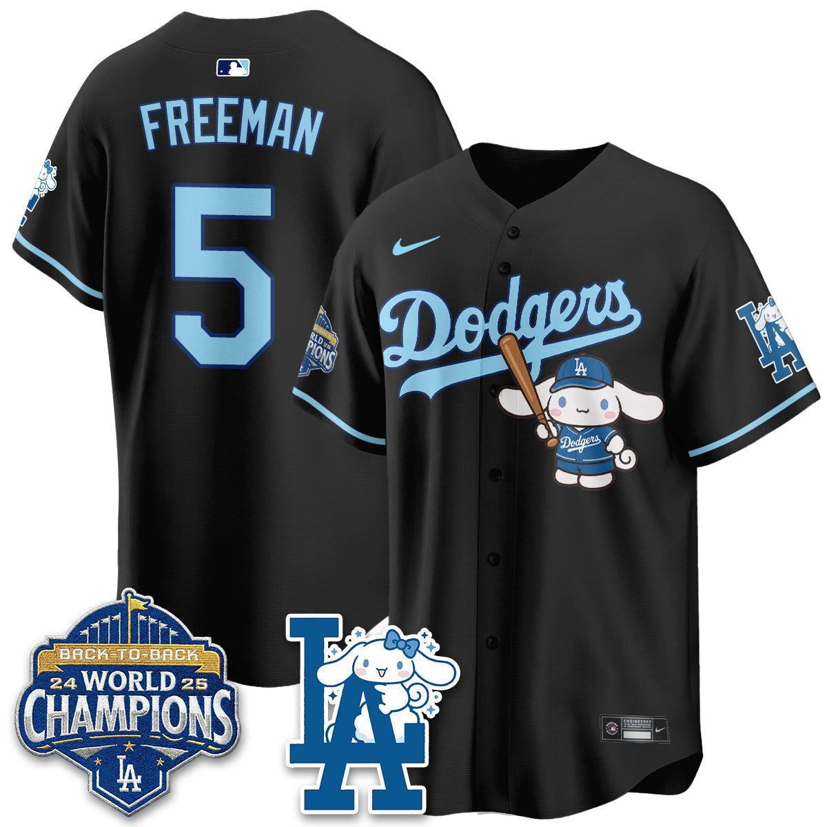 Los Angeles Dodgers Cinnamoroll Edition Vapor Jersey - Stitched-Cuztomshoes