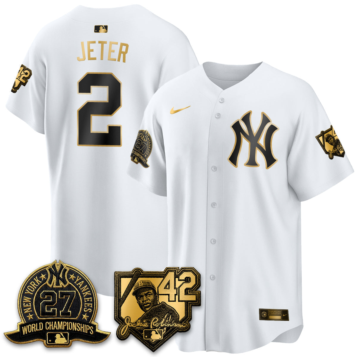 New York Yankees 2026 Jackie Robinson Day Vapor Limited Gold Edition Jersey - Stitched