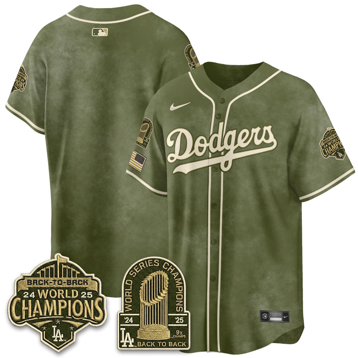 Los Angeles Dodgers New Era Olive 2026 Armed Forces Day Jersey -Stitched