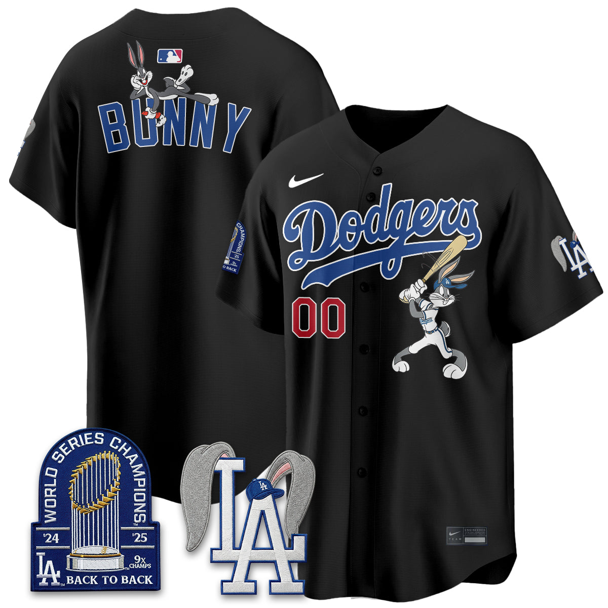 Los Angeles Dodgers Bunny Edition Vapor Jersey - Stitched-Cuztomshoes