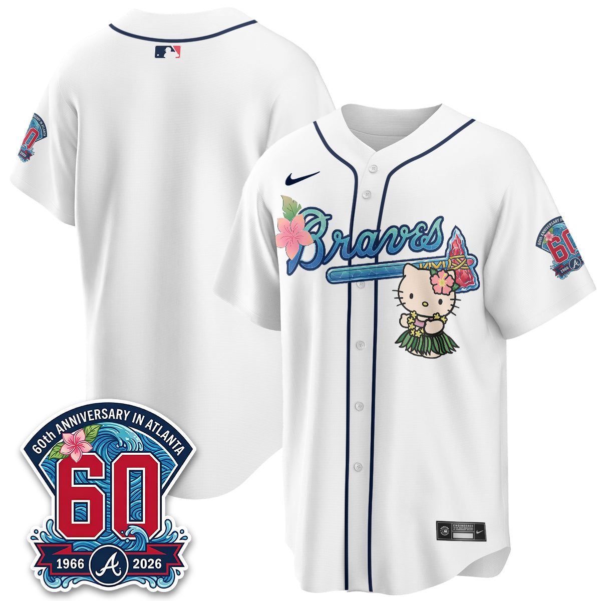 Atlanta Braves x Meow Aloha Spirit Vapor Jersey - Stitched-Cuztomshoes
