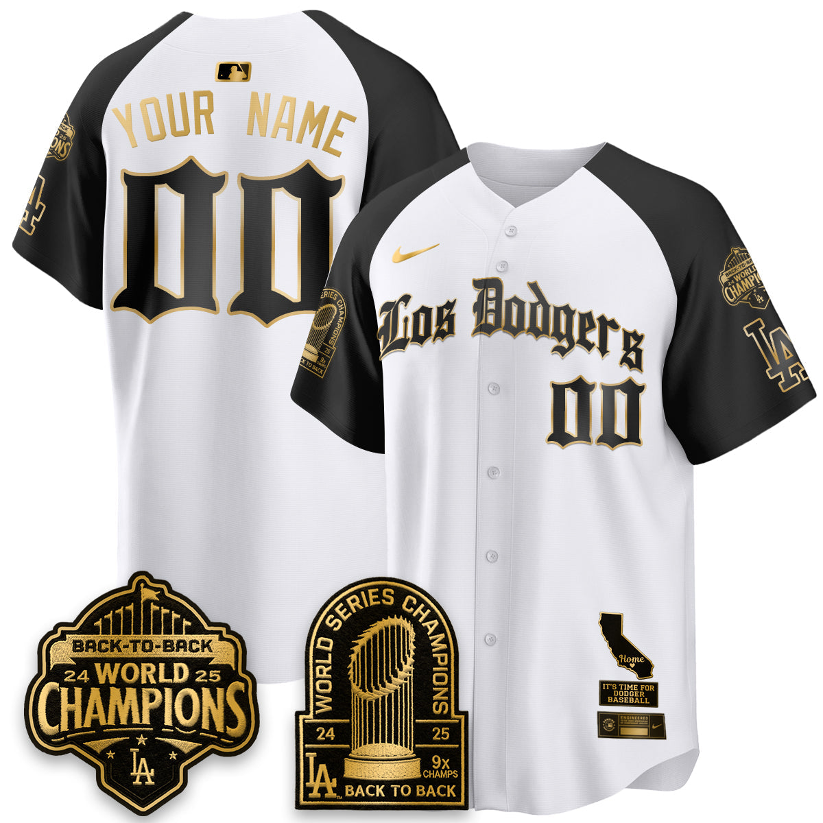 Los Angeles Dodgers World Series Champions Vapor Premier Limited Gothic Edition Custom Jersey - Stitched