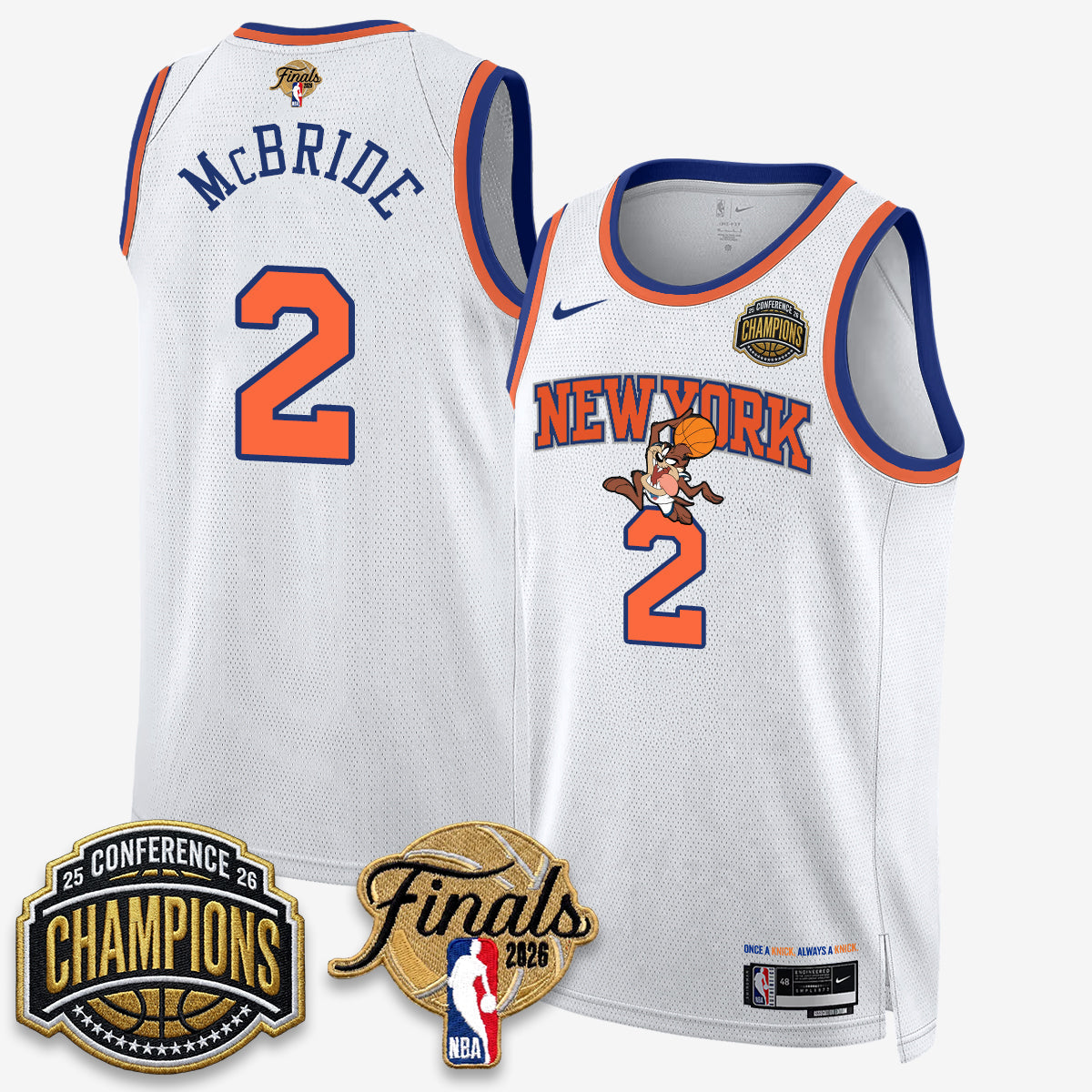 New York Knicks 2026 Basketball Eastern Conference Champions x Looney Tunes Vapor Jersey V2- Stitched-Cuztomshoes