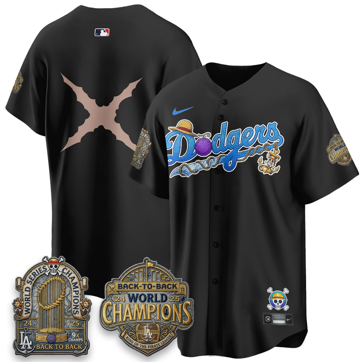 Los Angeles Dodgers x OP Japanese Cartoon Vapor Limited Jersey V2- Stitched-Cuztomshoes