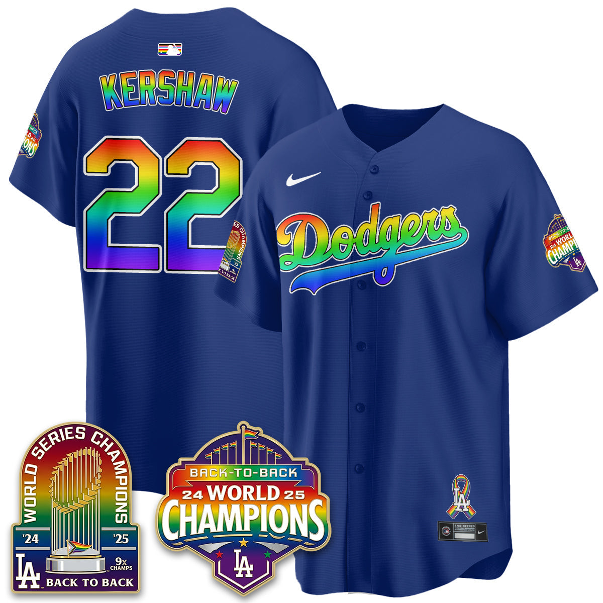 Los Angeles Dodgers Happy Pride Month Vapor Jersey - Stitched-Cuztomshoes