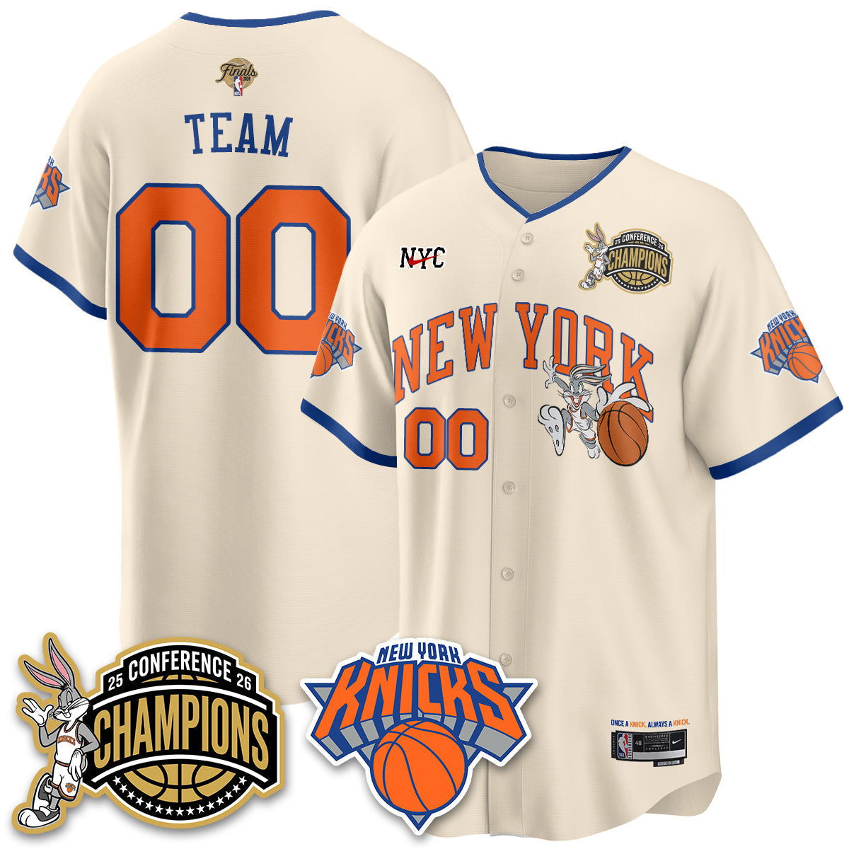 New York Knicks 2026 Basketball Finals x Bunny Vapor Jersey V2- Stitched-Cuztomshoes