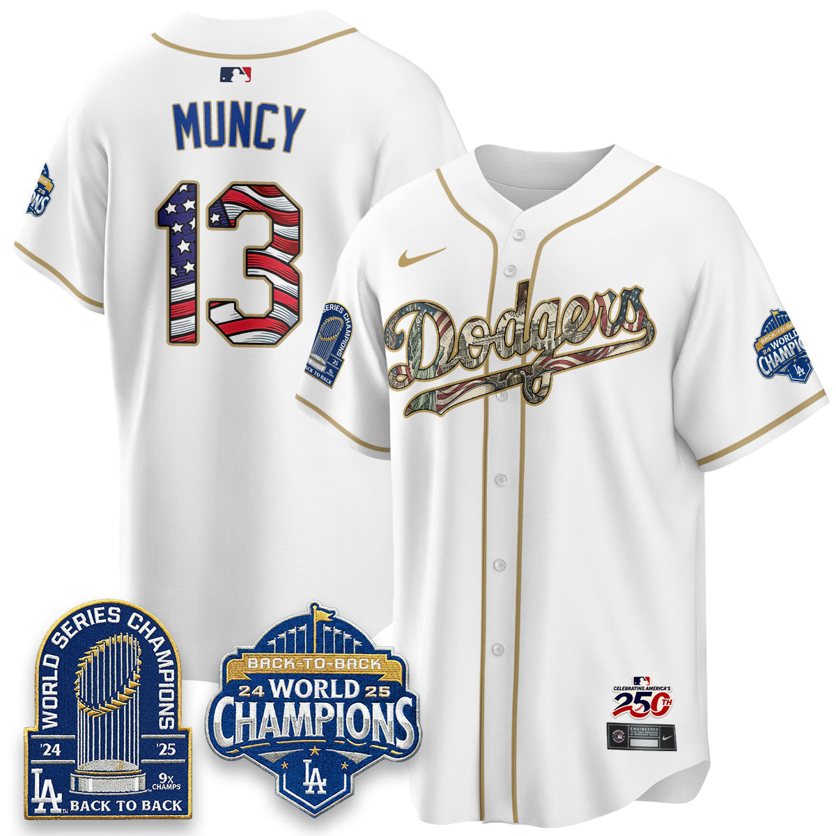 Los Angeles Dodgers 2026 Independence Day USA Vapor Limited Jersey - Stitched-Cuztomshoes