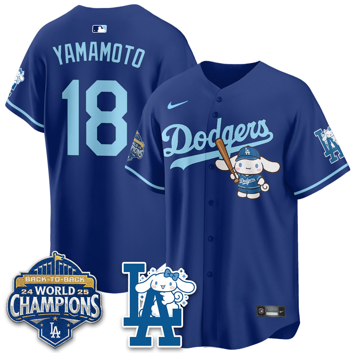Los Angeles Dodgers Cinnamoroll Edition Vapor Jersey - Stitched-Cuztomshoes