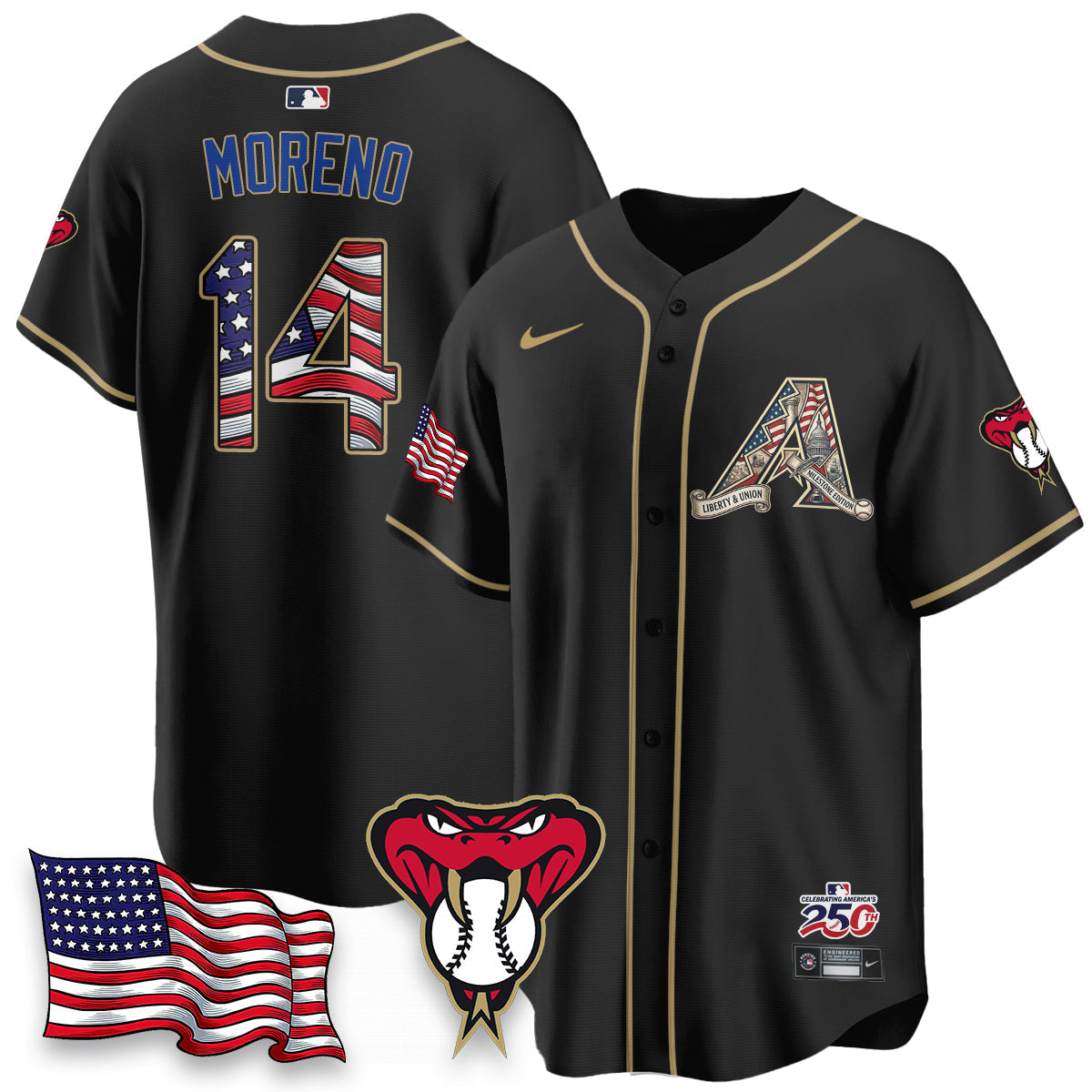 Arizona Diamonbacks 2026 Independence Day USA Vapor Limited Jersey - Stitched-Cuztomshoes