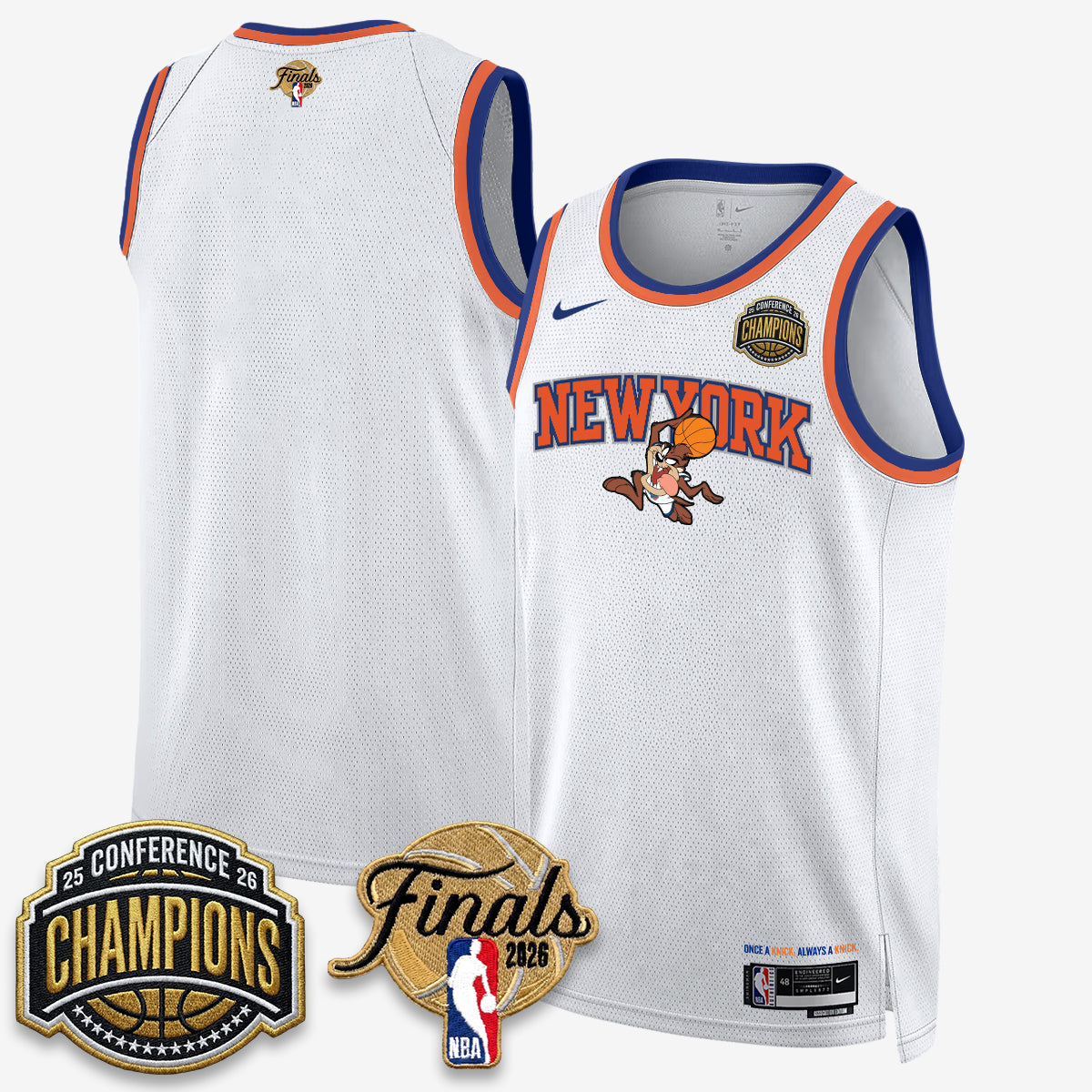 New York Knicks 2026 Basketball Eastern Conference Champions x Looney Tunes Vapor Jersey V2- Stitched-Cuztomshoes