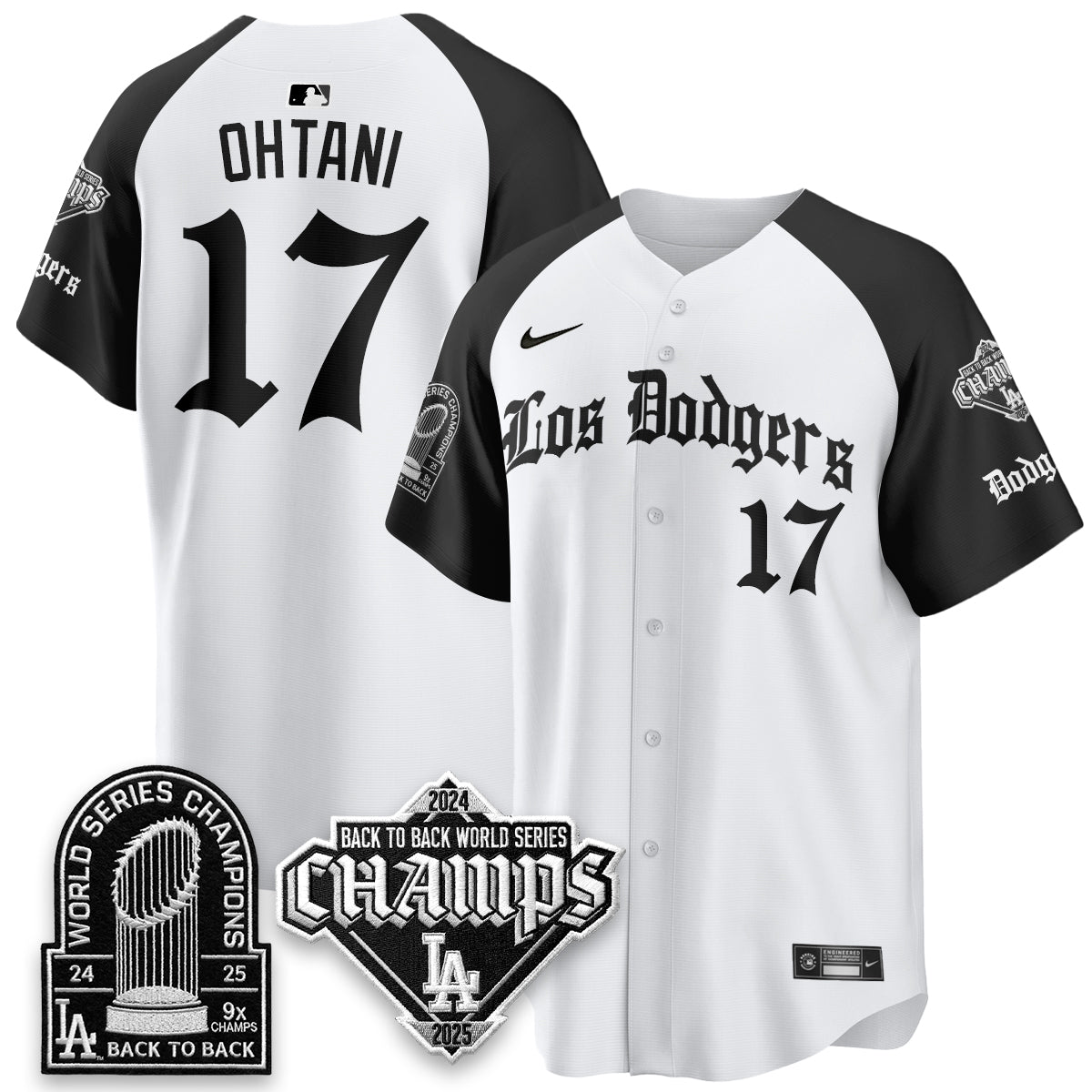 Los Angeles Dodgers World Series Champions B2B Patch Vapor Premier Limited Gothic Edition Jersey - Stitched-Cuztomshoes
