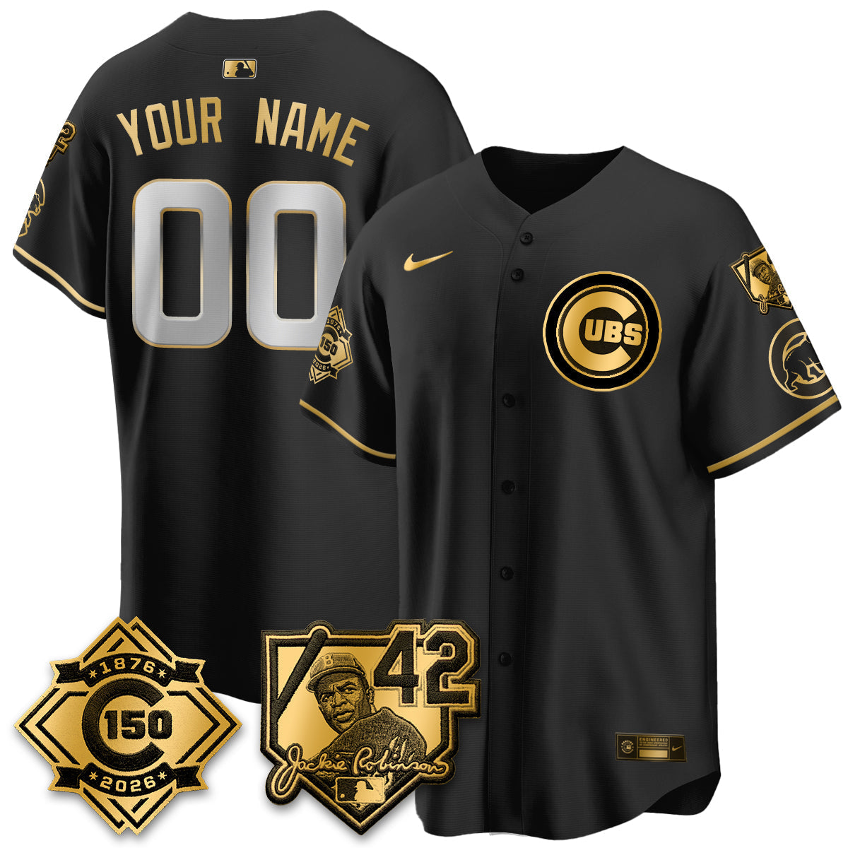 Chicago Cubs 150th Anniversary & Jackie Robinson Day Patch Vapor Premier Limited Custom Jersey - Stitched-Cuztomshoes