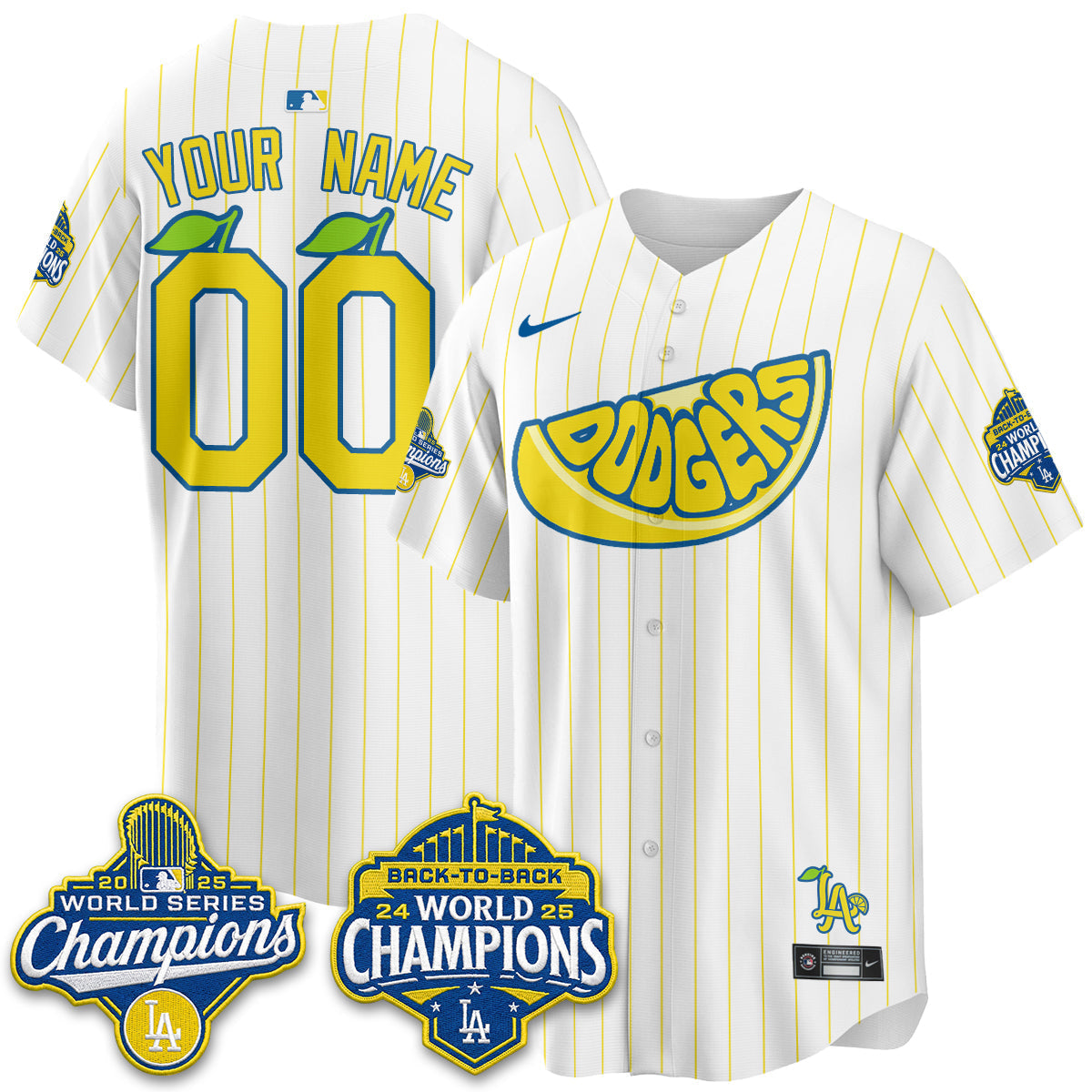 Los Angeles Dodgers Lemonade Collection Vapor Custom Jersey - Stitched-Cuztomshoes