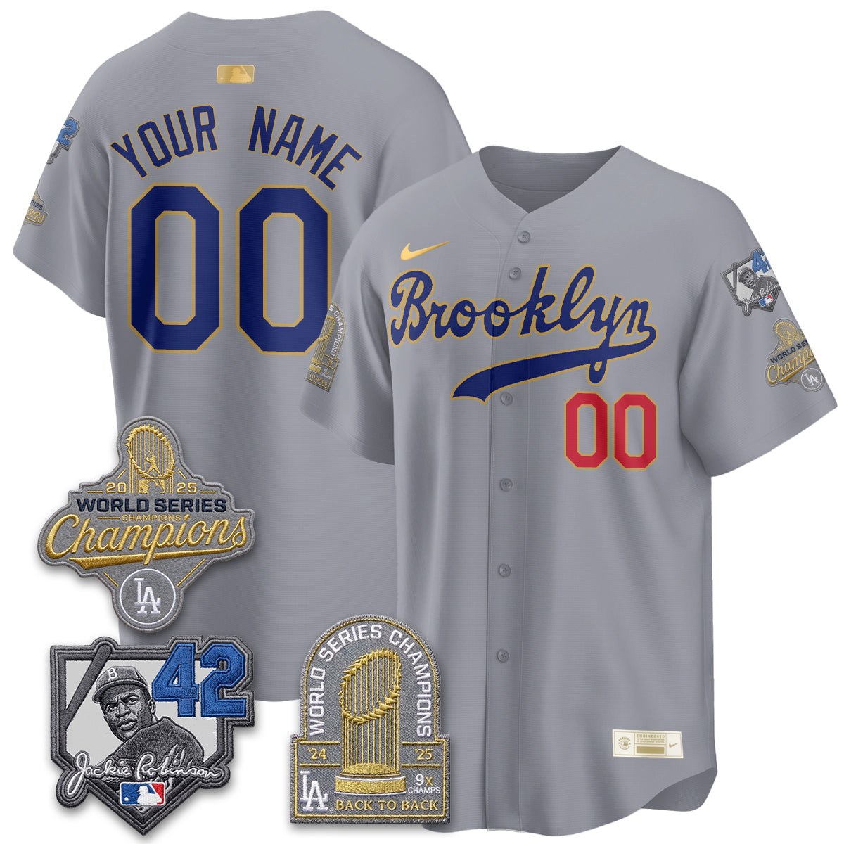 Los Angeles Dodgers 2026 Brooklyn Jackie Robinson Limited Custom Jersey - Stitched-Cuztomshoes