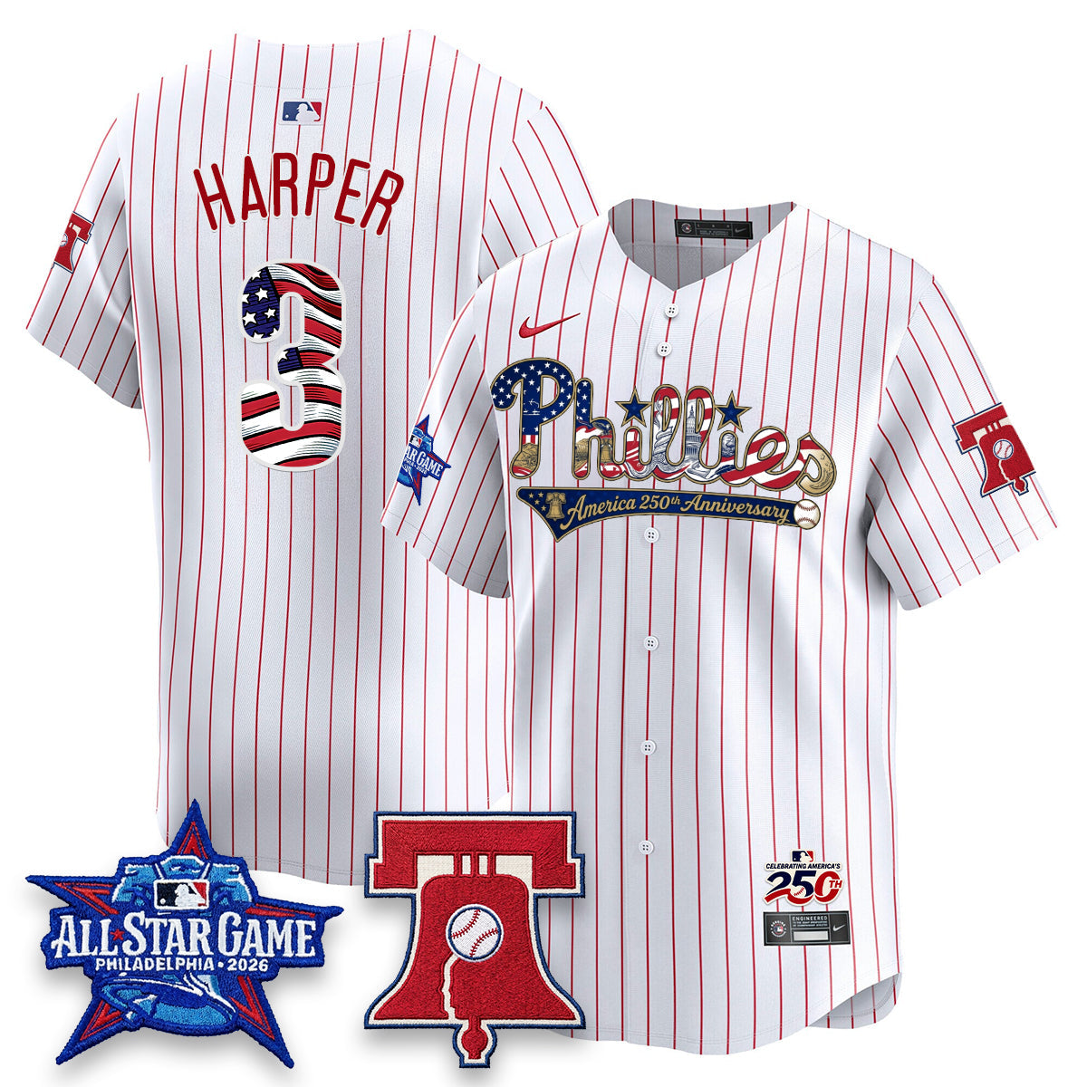 Philadelphia Phillies 2026 Independence Day USA Vapor Limited Jersey - Stitched-Cuztomshoes