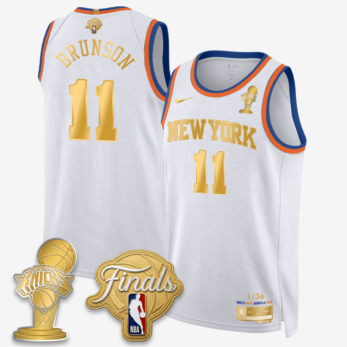 Jalen Brunson NYK 2026 Basketball Finals Champions Gold Standard Basketball Jersey - Limited Edition - Stitched-Cuztomshoes