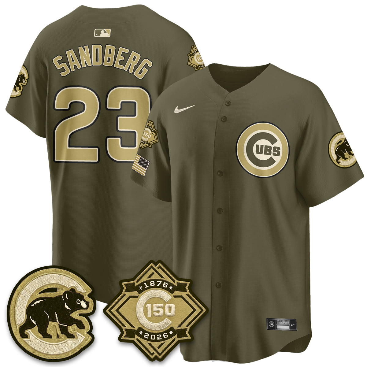 Chicago Cubs New Era Olive 2026 Armed Forces Day Jersey -Stitched