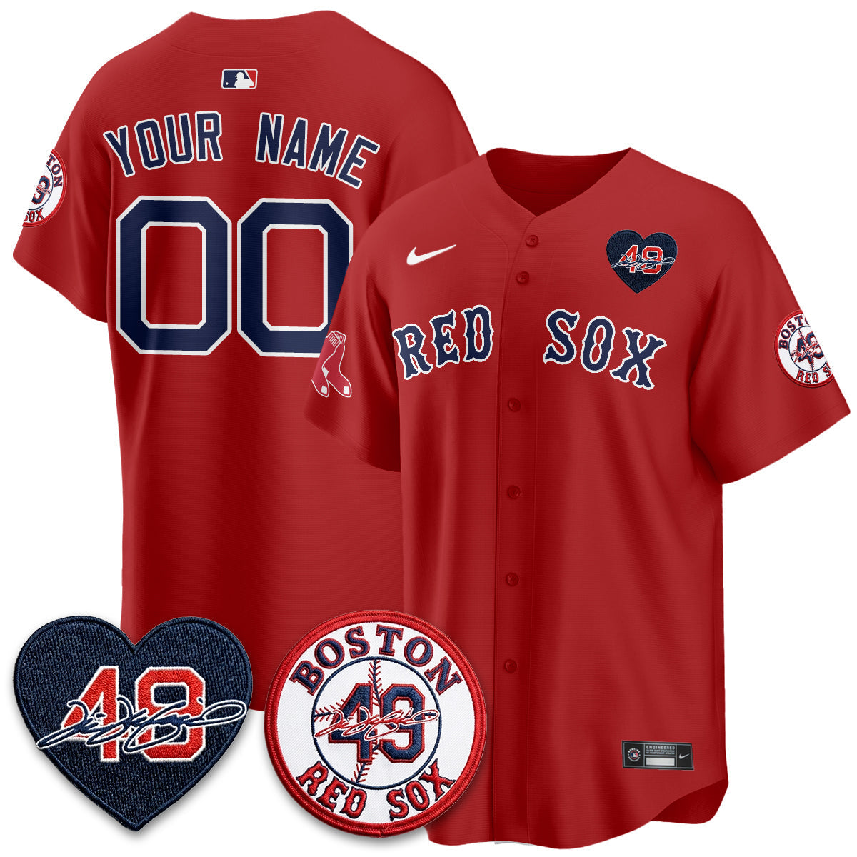 Boston Red Sox Tim Wakefield Memorial Patch Vaper Premier Limited Custom Jersey - Stitched