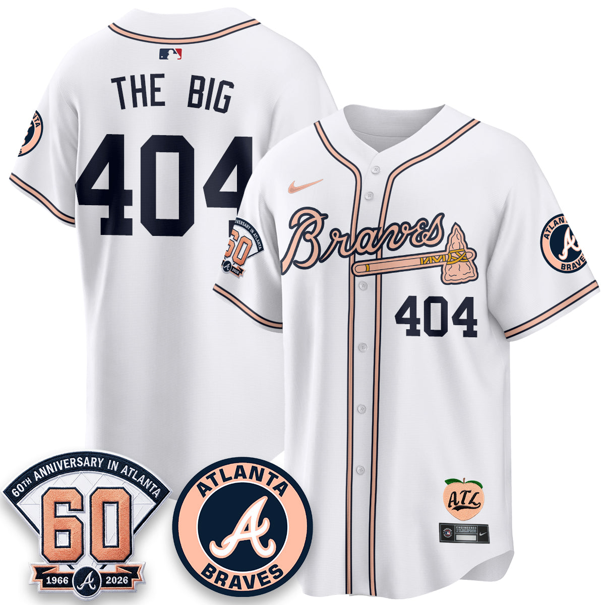 Atlanta Braves 60th Anniversary Peach Edition Vapor Premier Limited Jersey - Stitched