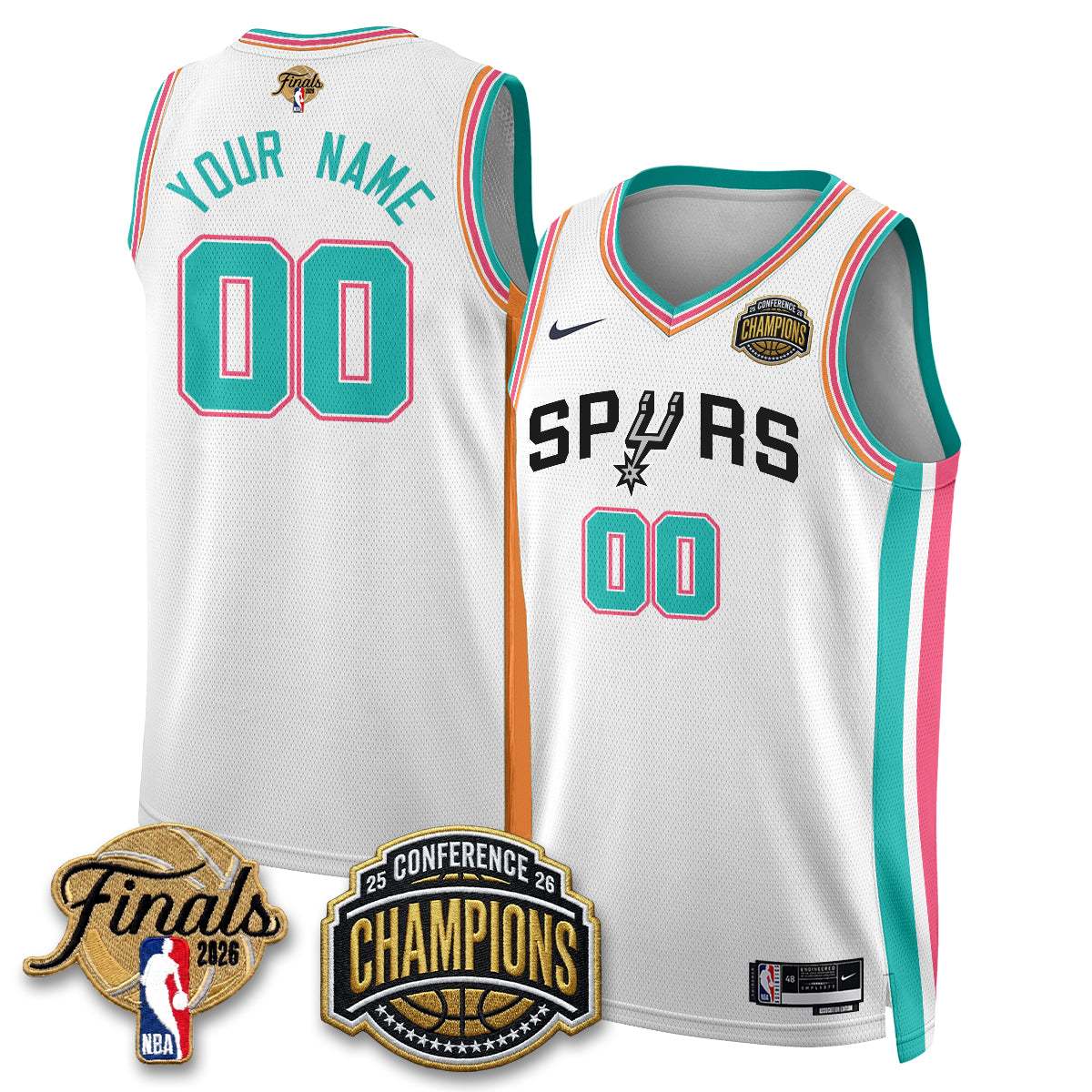 San Antonio Spurs 2026 Basketball  Western Conference Champions Vapor City Edition Custom Jersey - Stitched