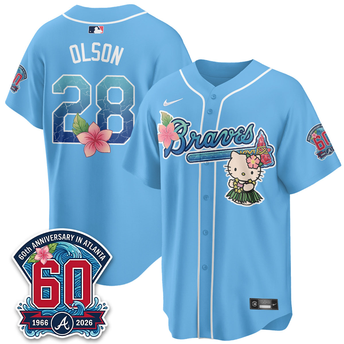 Atlanta Braves x Meow Aloha Spirit Vapor Jersey - Stitched-Cuztomshoes