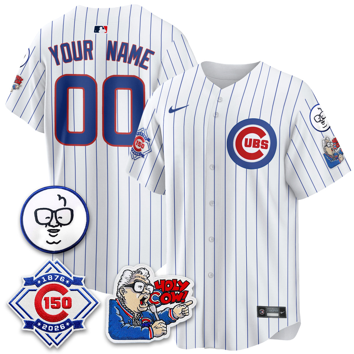 Chicago Cubs 150th Anniversary Harry Caray Holy Cow Vapor Premier Limited Custom Jersey - Stitched V2-Cuztomshoes