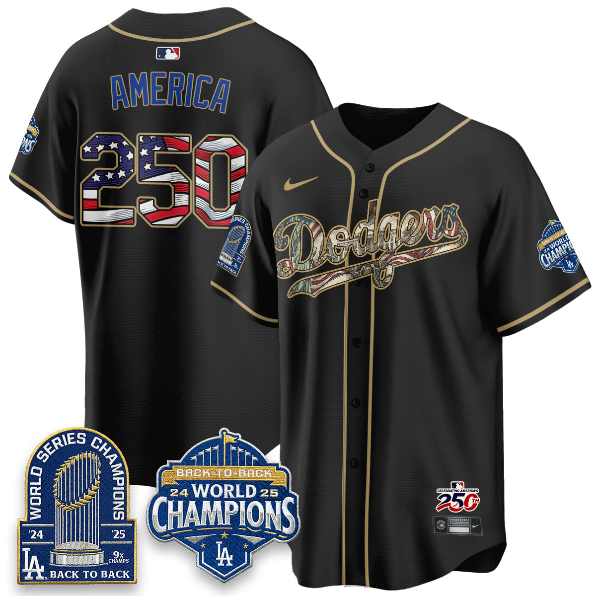 Los Angeles Dodgers 2026 Independence Day USA Vapor Limited Jersey - Stitched-Cuztomshoes