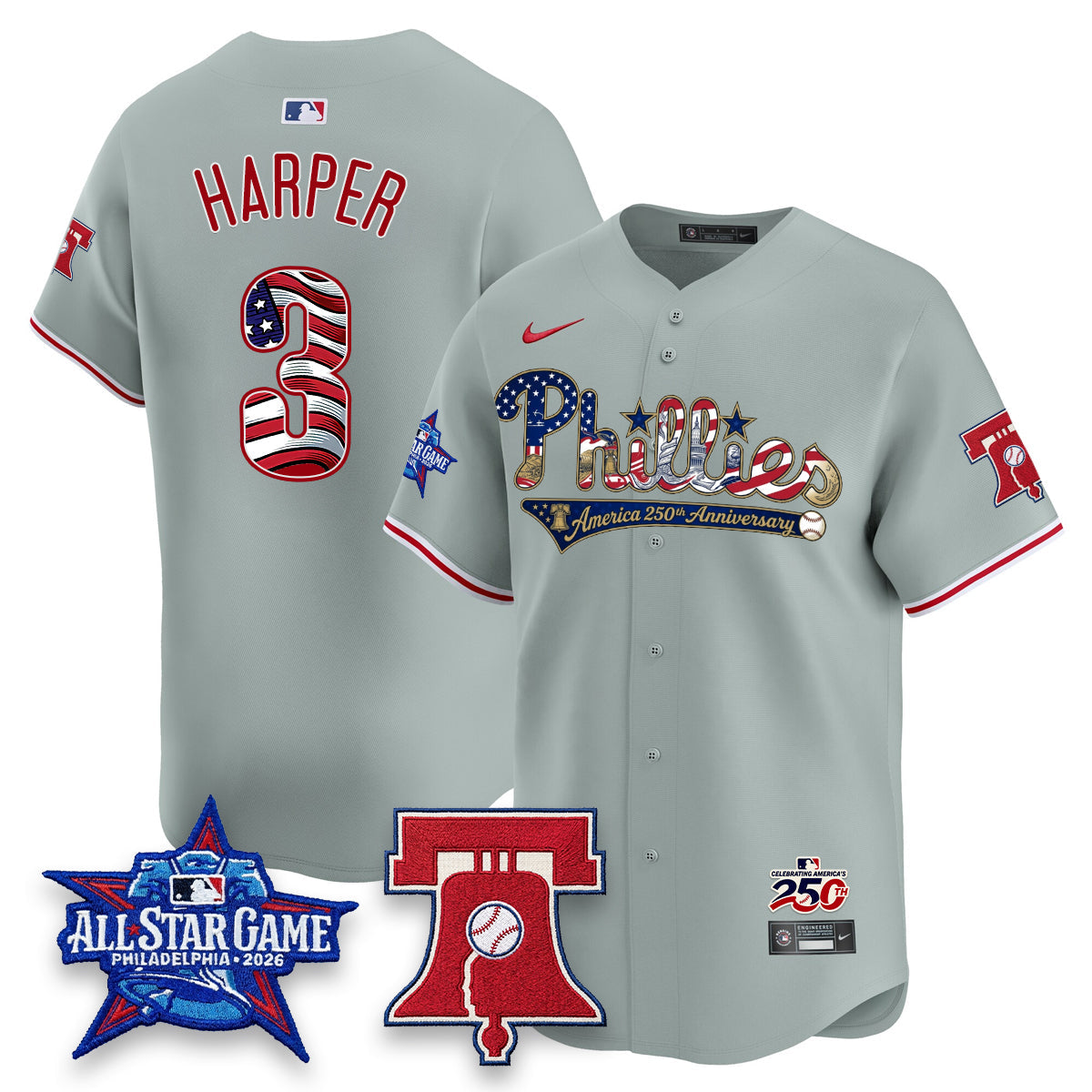 Philadelphia Phillies 2026 Independence Day USA Vapor Limited Jersey - Stitched-Cuztomshoes